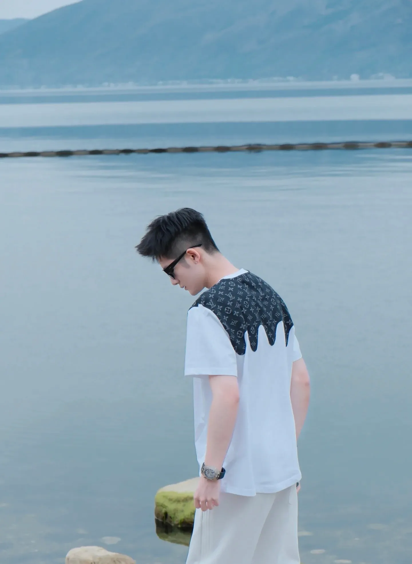 Louis Vuitton/Louis Vuitton presbyopic patchwork printed short sleeves